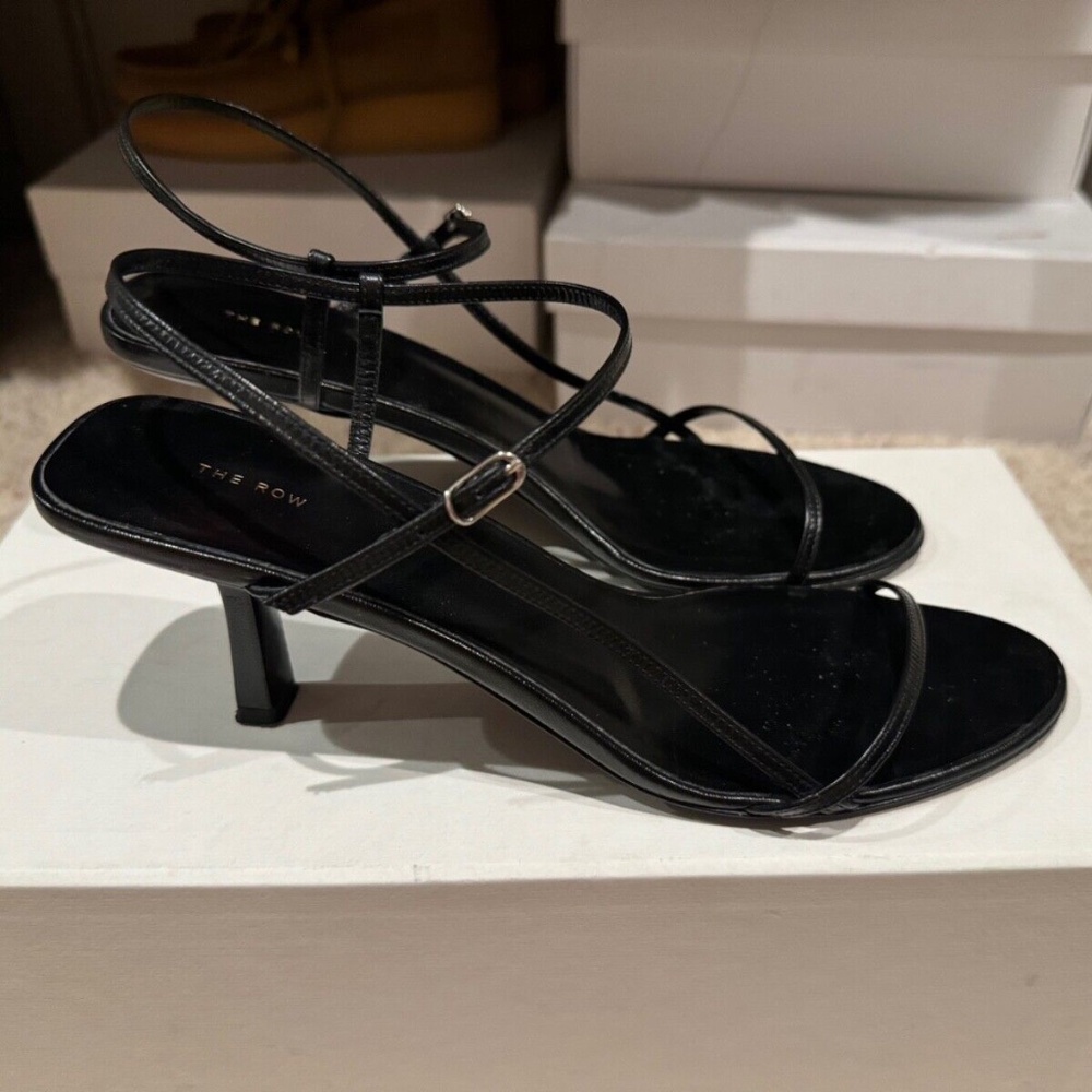 The Row Women's Black Bare Leather Sandals Size 37.5